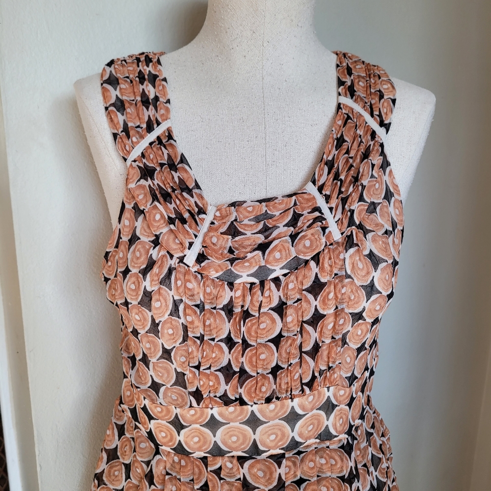 Sleeveless Dress Sheer Silk Pockets SZ 8